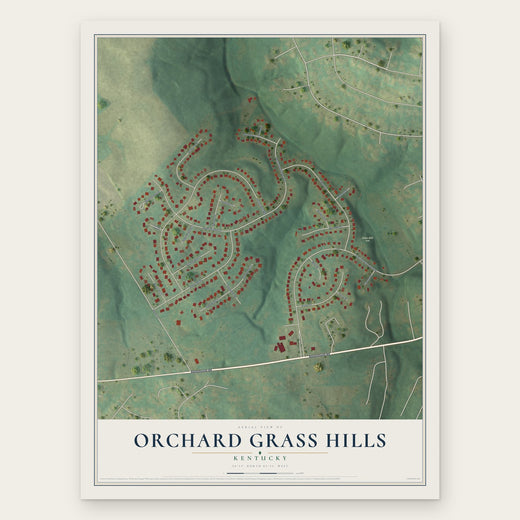 Orchard Grass Hills, Kentucky map print, the full design