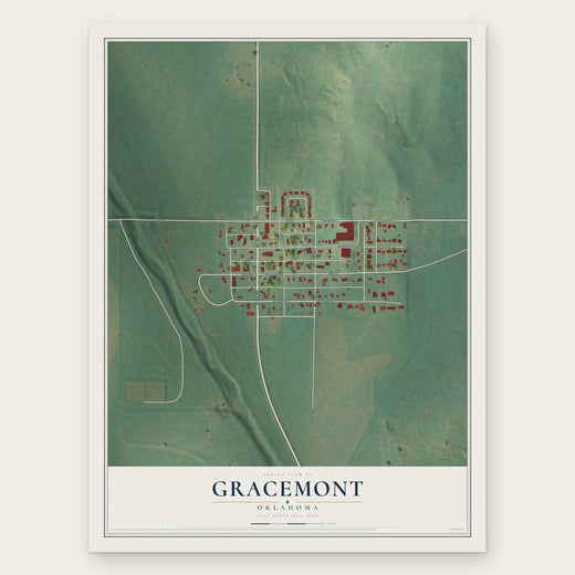 Gracemont, Oklahoma map print, the full design