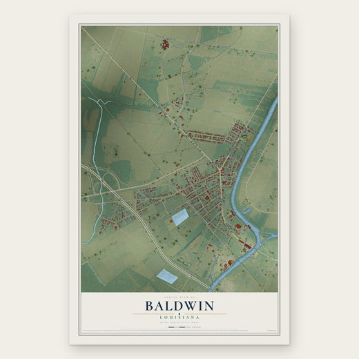 Baldwin, Louisiana map print, the full design