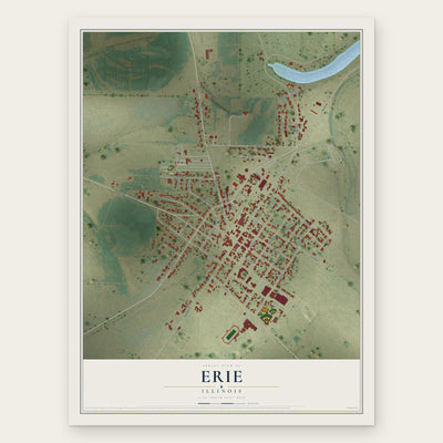 Erie, Illinois map print, the full design