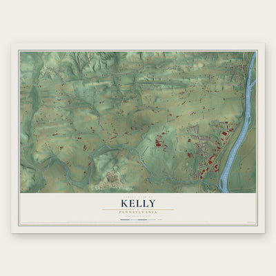 Kelly, Pennsylvania map print, the full design