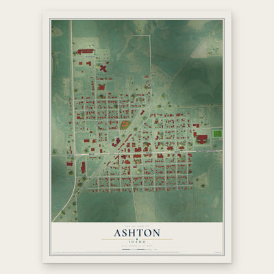 Ashton, Idaho map print, the full design