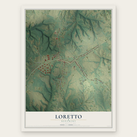 Loretto, Kentucky map print, the full design