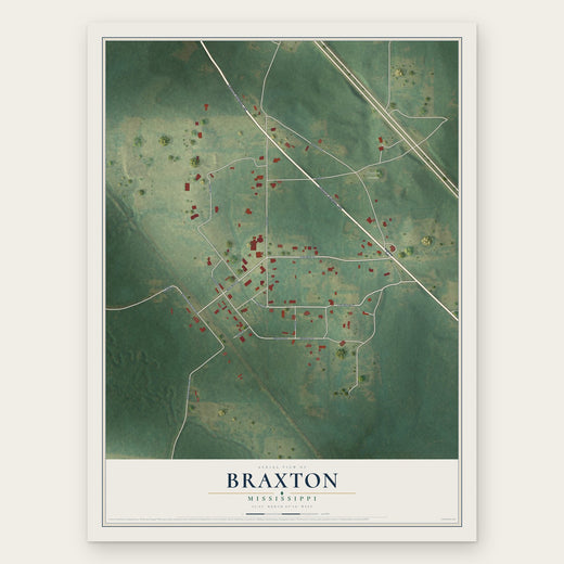 Braxton, Mississippi map print, the full design