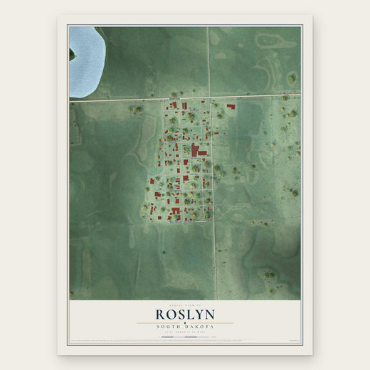 Roslyn, South Dakota map print, the full design