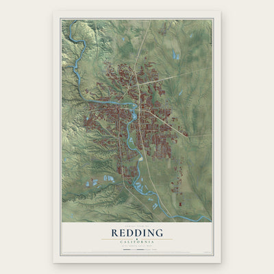 Redding, California map print, the full design