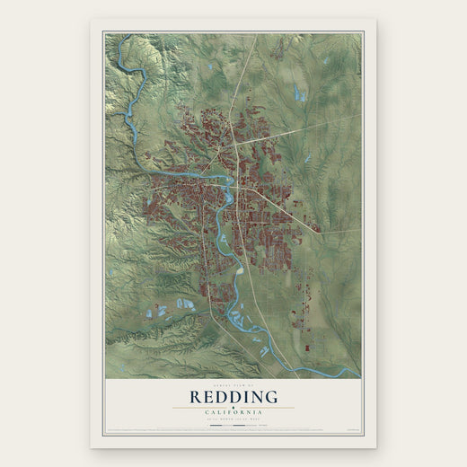 Redding, California map print, the full design