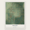 Butler, Illinois map print, the full design