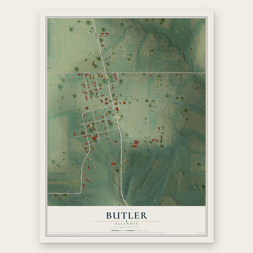 Butler, Illinois map print, the full design
