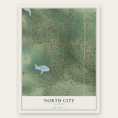 North City, Illinois map print, the full design