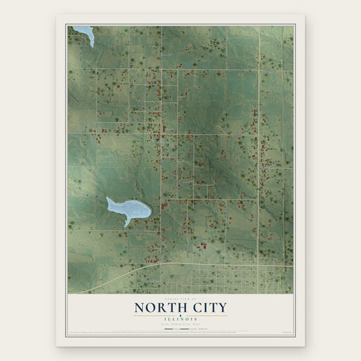 North City, Illinois map print, the full design