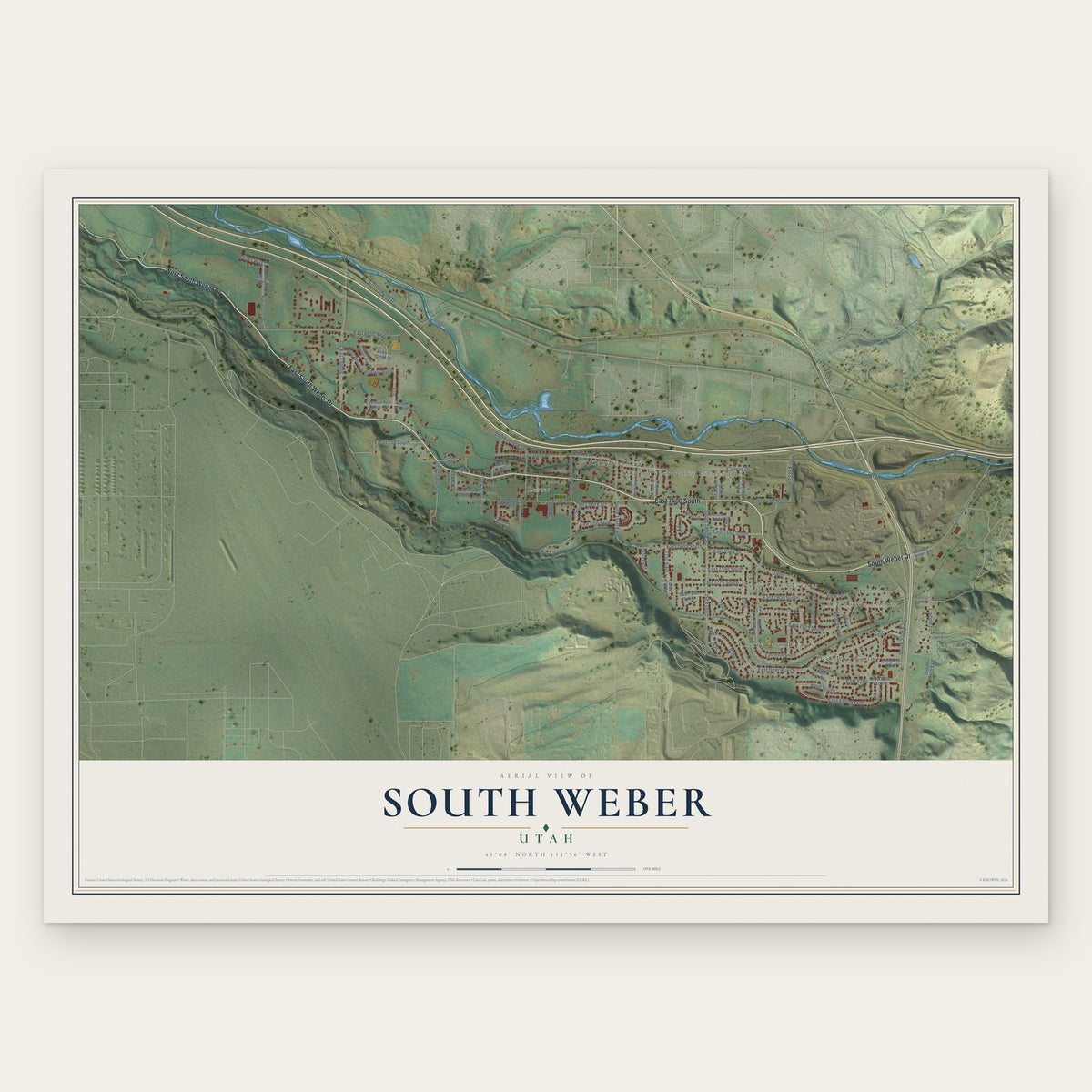 South Weber, Utah map print, the full design