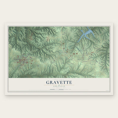 Gravette, Arkansas map print, the full design