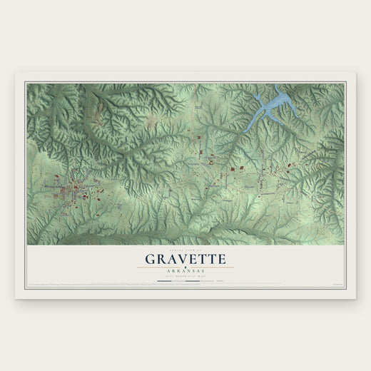 Gravette, Arkansas map print, the full design
