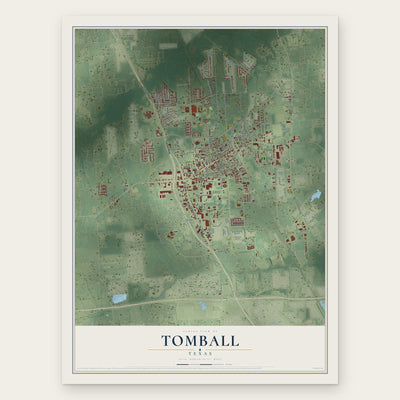 Tomball, Texas map print, the full design