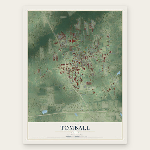 Tomball, Texas map print, the full design