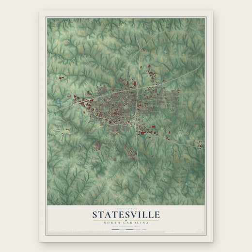 Statesville, North Carolina map print, the full design