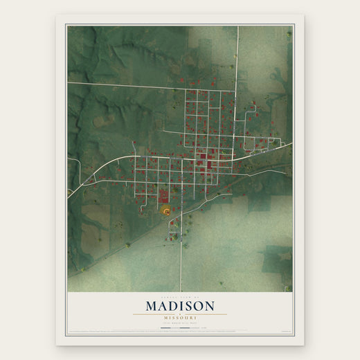 Madison, Missouri map print, the full design