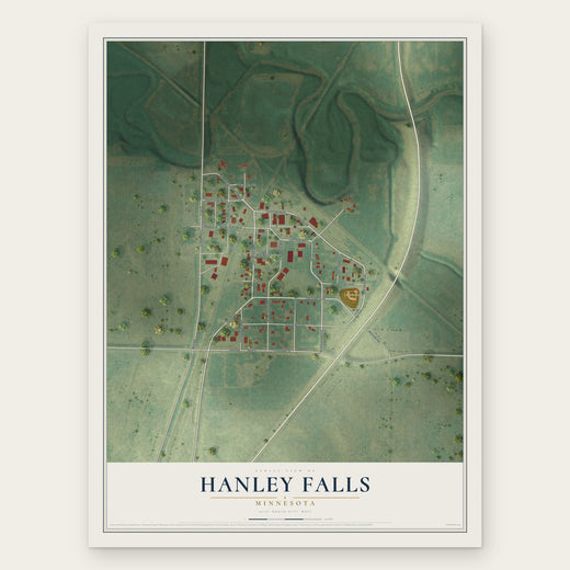 Hanley Falls, Minnesota map print, the full design