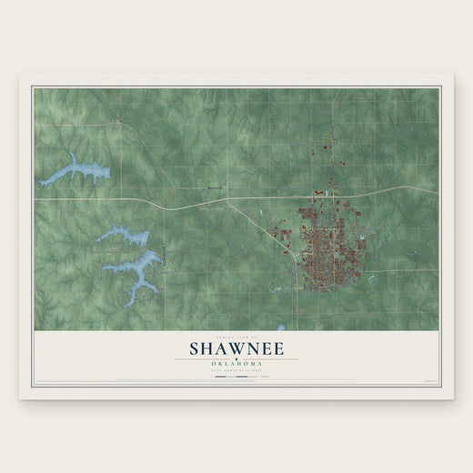 Shawnee, Oklahoma map print, the full design