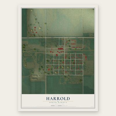 Harrold, South Dakota map print, the full design