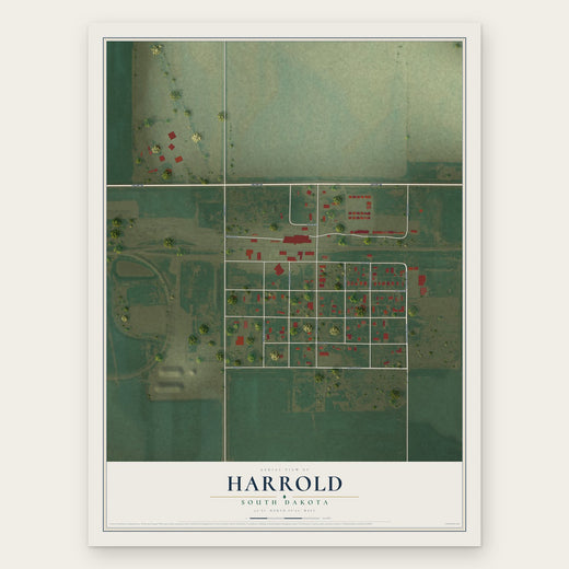 Harrold, South Dakota map print, the full design
