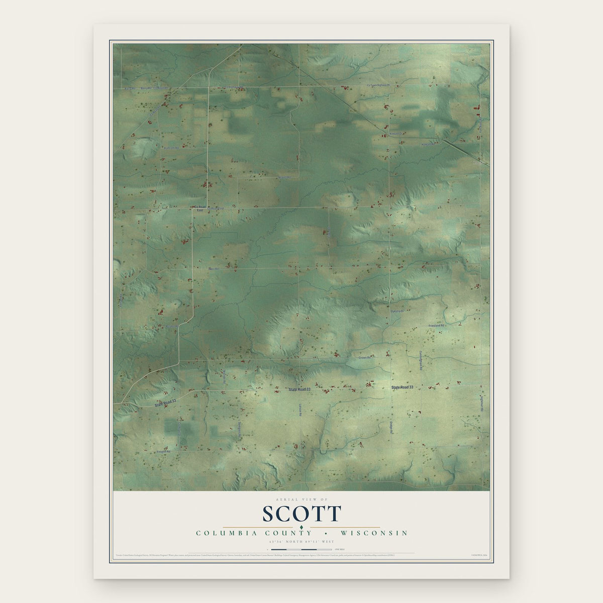 Scott, Columbia County, Wisconsin map print, the full design