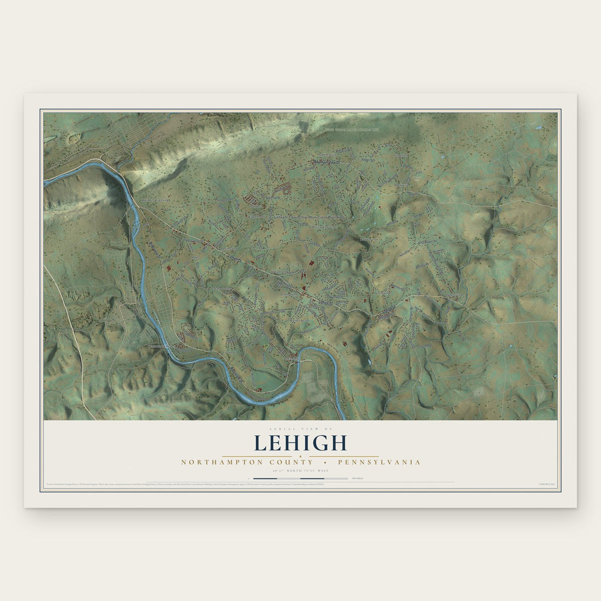Lehigh, Northampton County, Pennsylvania map print, the full design