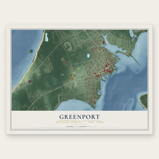 Greenport, Suffolk County, New York map print, the full design