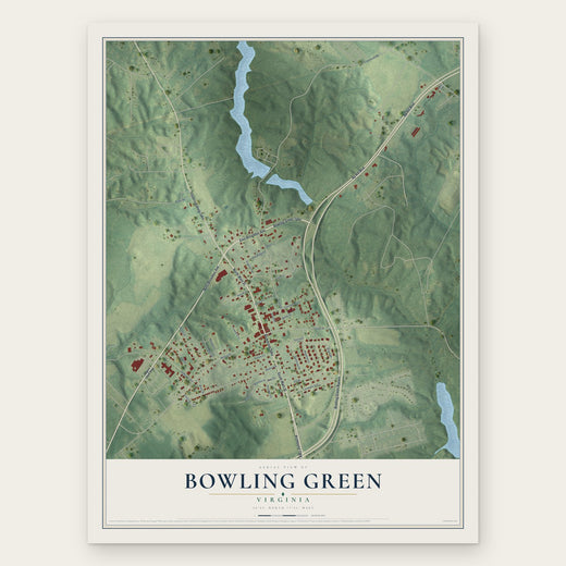 Bowling Green, Virginia map print, the full design