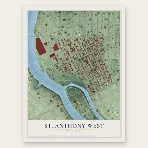 St. Anthony West, Minnesota map print, the full design