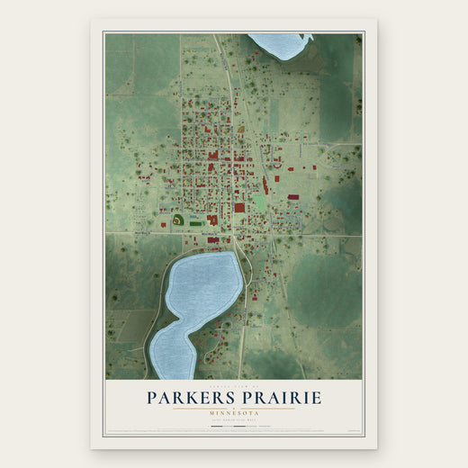 Parkers Prairie, Minnesota map print, the full design