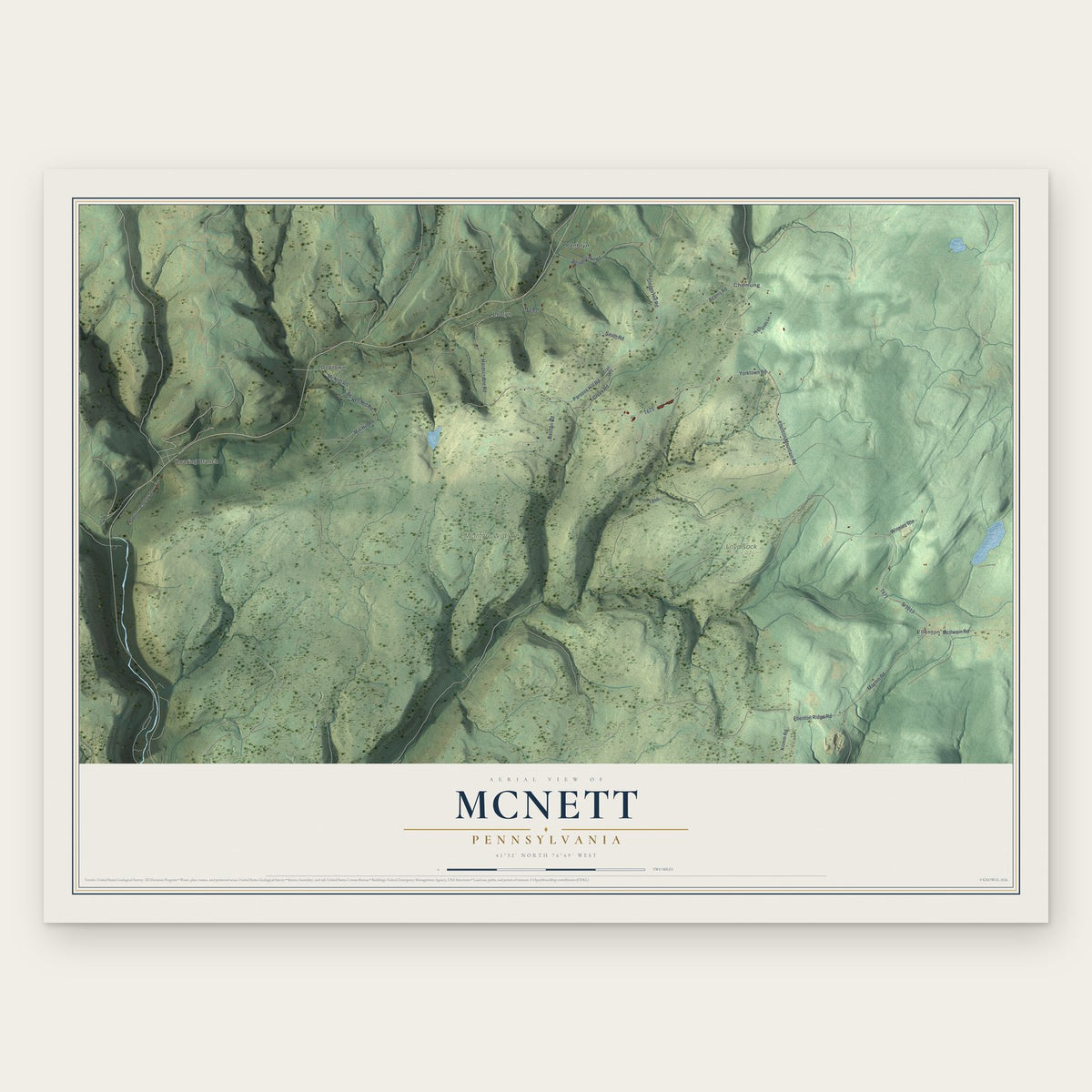 McNett, Pennsylvania map print, the full design
