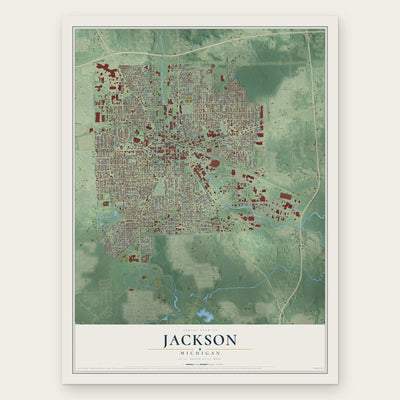 Jackson, Michigan map print, the full design