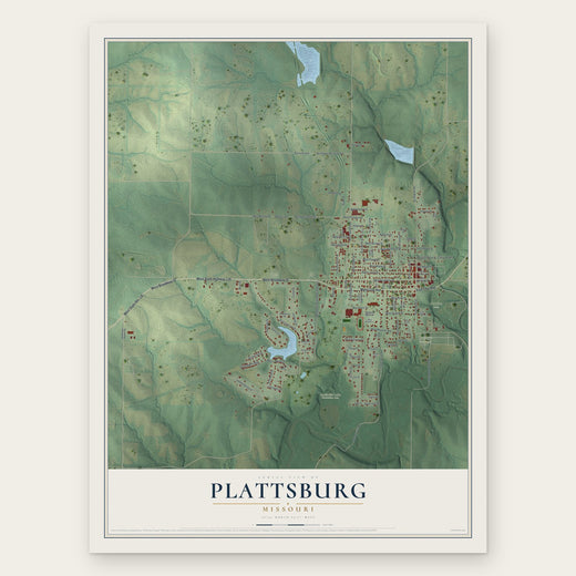 Plattsburg, Missouri map print, the full design