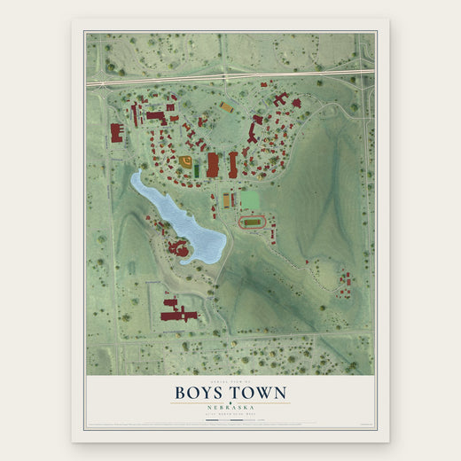 Boys Town, Nebraska map print, the full design
