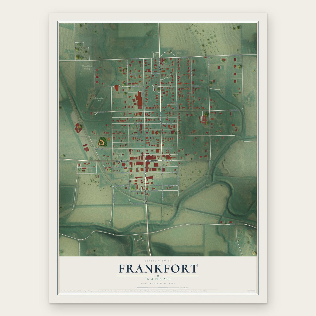 Frankfort, Kansas map print, the full design