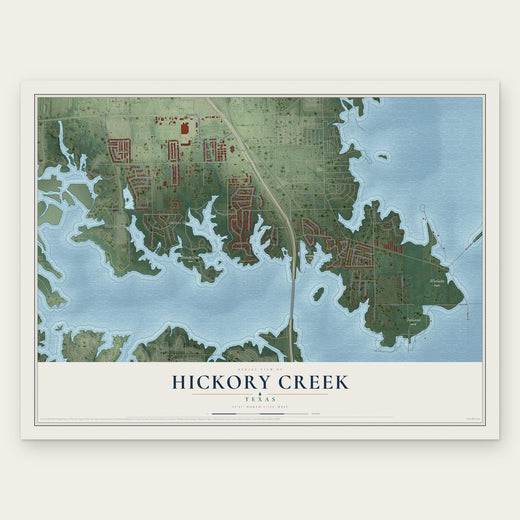 Hickory Creek, Texas map print, the full design