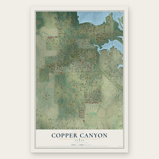 Copper Canyon, Texas map print, the full design