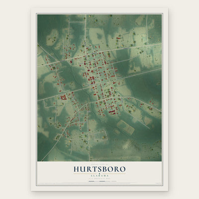Hurtsboro, Alabama map print, the full design