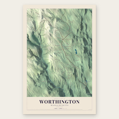 Worthington, Massachusetts map print, the full design