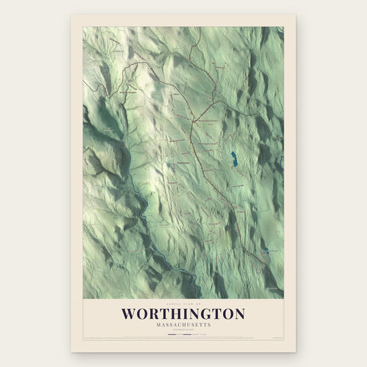 Worthington, Massachusetts map print, the full design