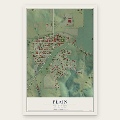 Plain, Wisconsin map print, the full design