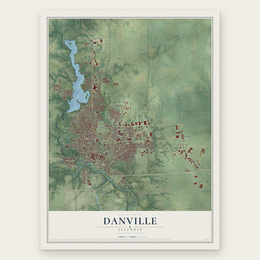 Danville, Illinois map print, the full design