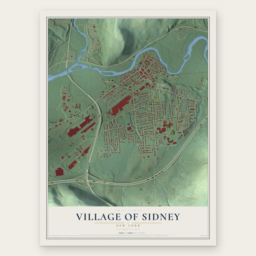Village of Sidney, New York map print, the full design