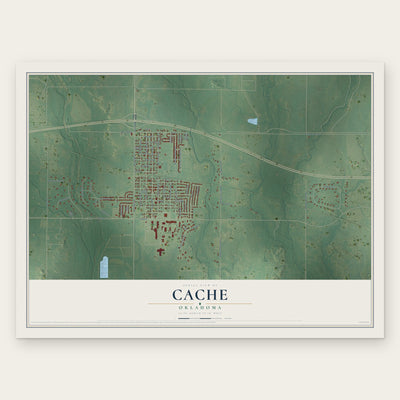 Cache, Oklahoma map print, the full design