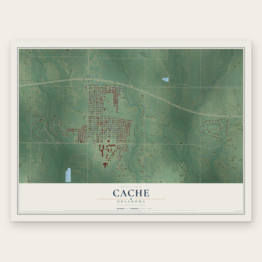 Cache, Oklahoma map print, the full design
