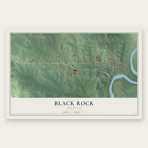 Black Rock, Arkansas map print, the full design