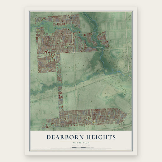 Dearborn Heights, Michigan map print, the full design