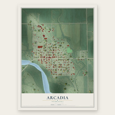 Arcadia, Nebraska map print, the full design